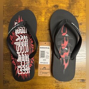 Quiksilver Boy’s Black & Red Flip Flops Size 3